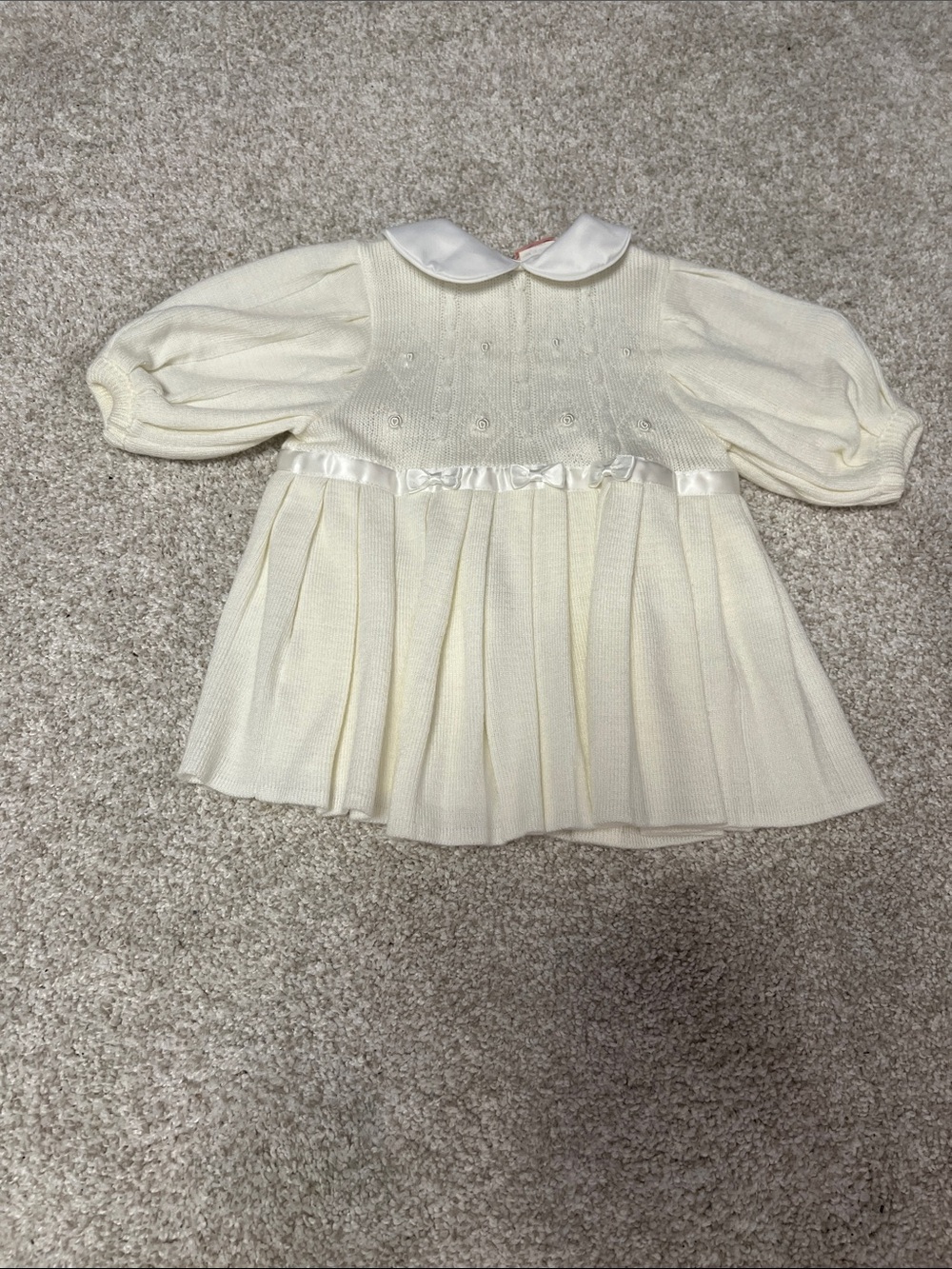 Ivory Knit Peter Pan Collar Dressy Top for Kids